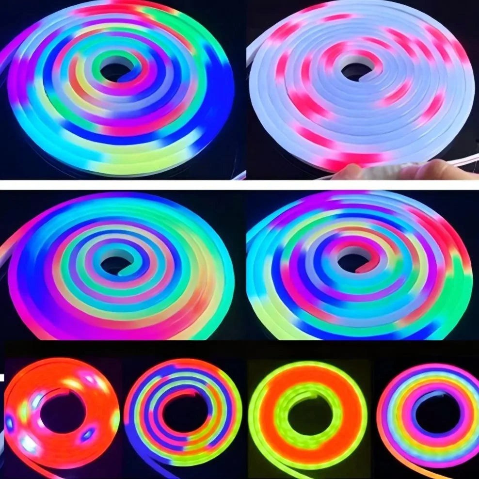 ruban led néon multicolore rayures horizontales moderne étanche décoration intérieure extérieure bluetooth télécommande