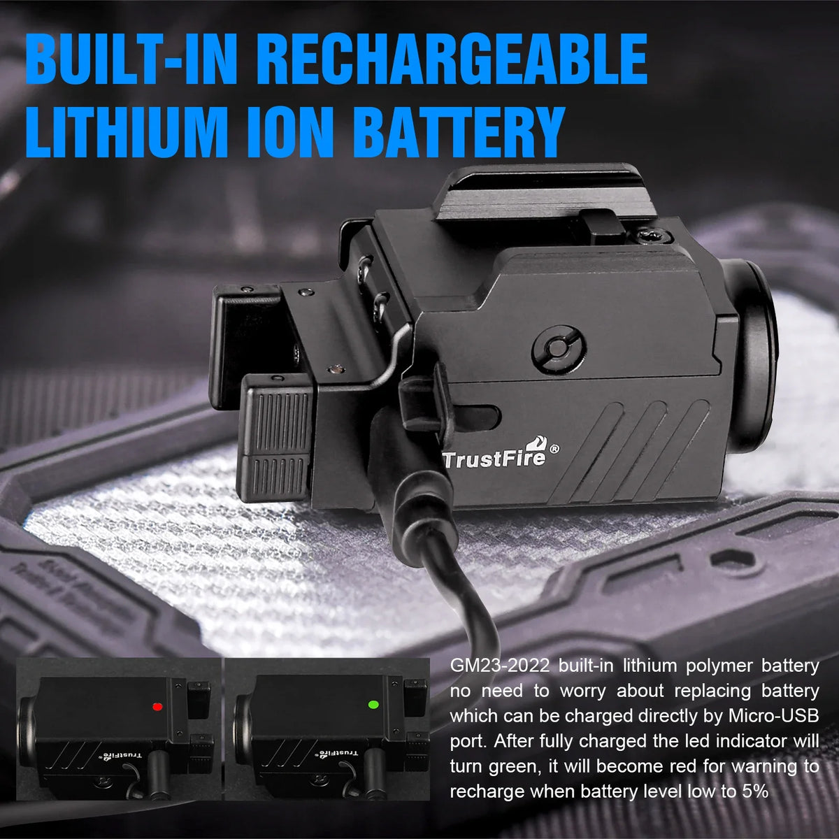 lampe poche rechargeable 800 lumens ip64 aluminium noir tactical moderne