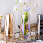 Vase en verre transparent holographique iridescent multicolore
