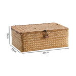 boîtes rangement tissage paille naturelle rustique boucles métalliques respectueux environnement multiple utilisations