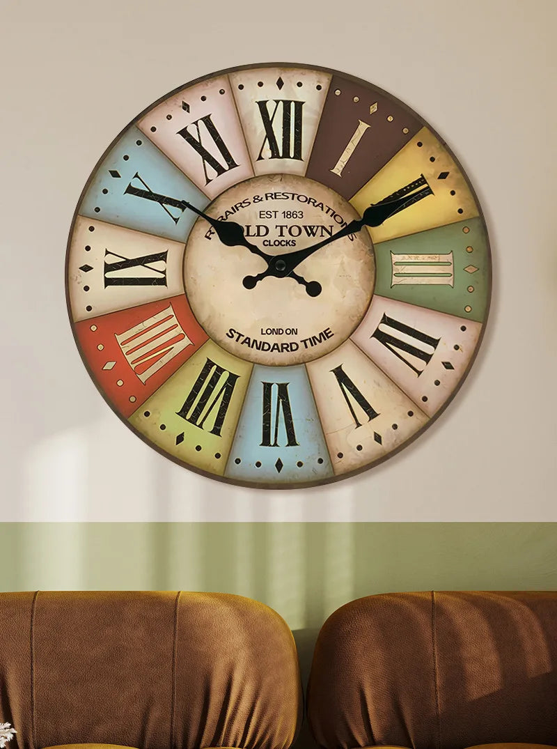 horloge murale bois or beige blanc bouddha lotus chiffres romains classique deco chambre salon