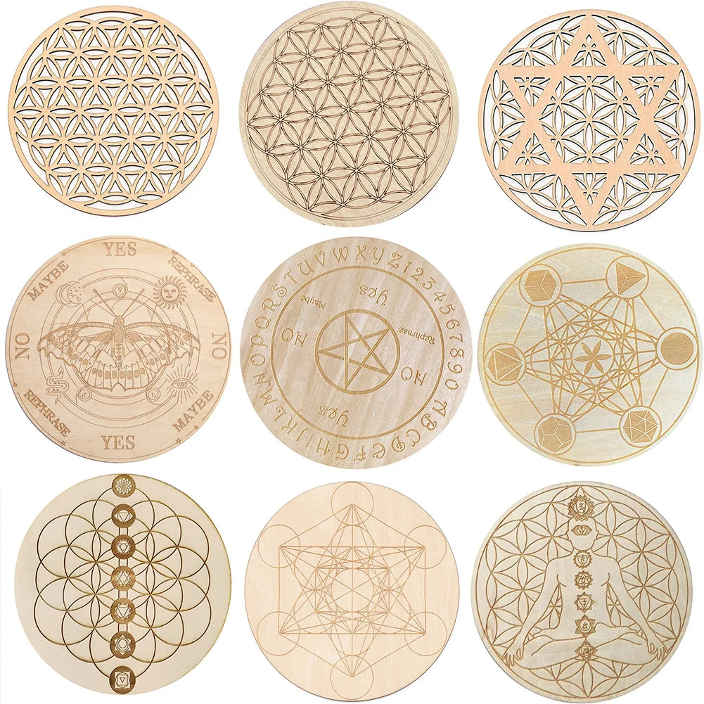coasters bois gravures géométriques naturels motifs floraux modernes tapis rond coussinets tablesDecorationInterior