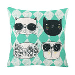 housse coussin carré géométrique chat animé coton lin moderne salon chambre voiture