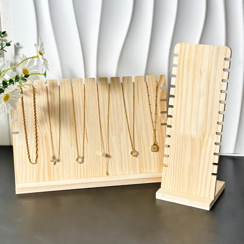 support bijoux bois naturel rayures horizontales moderne chaines pendantes femmes anniversaire mariage festival domestique