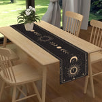 table chevet chemin table lin noir motifs astraux boho mystique dimensions variables