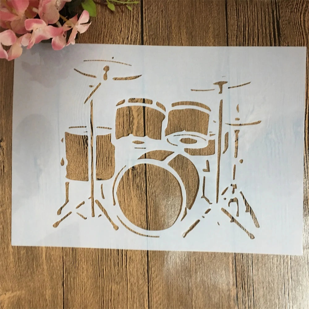 tambour imitation bois beige simple pochoirs superposition peinture murale scrapbook coloration gaufrage décoratif album