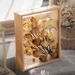cadre bois moderne fleurs séchées transparent verre beige brun inch đen