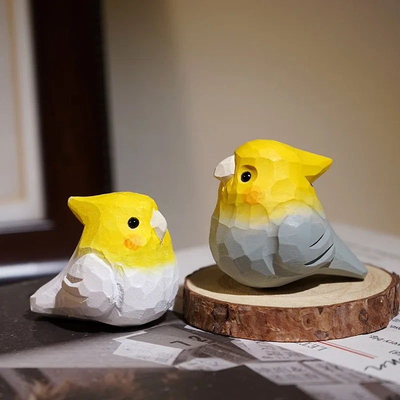 figurine bois oiseau perroquet decor minimaliste geometrique chambre decoration noel artisanal