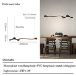 suspension lumineuse bois naturel marron foncé moderne télécommande adjustable salon chambre