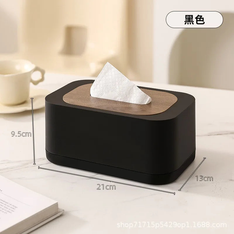 boîte mouchoirs blanc brun foncé texture bois moderne minimaliste