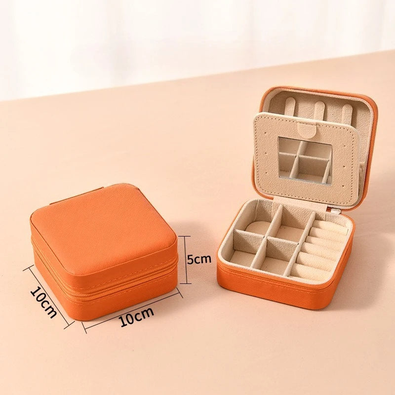 boîte bijoux simili cuir moderne blanc rouge noir violet orange miroir compartiments clics