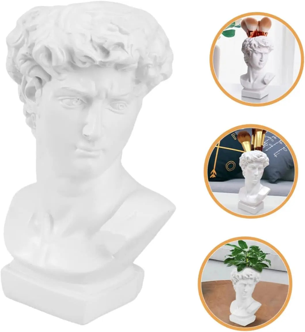 vase decoratif classique buste david blanc details sculptes organiser fleurs objetos