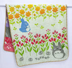serviette bain plage coton totoro fleurs motifs enfantins vert rouge gris roseclair