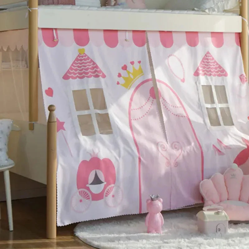 tentes lit enfants thème château princesse sous marin espace opaques gris bleu rose blanc