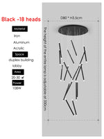 Suspension lumineuse contemporaine minimaliste noir blanc led 108w adjustable 350cm
