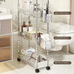 chariot rangement salle bain transparent motifs floraux acrylique quatre étages moderne imperméable roulettes.storage