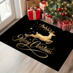 Paillasson de Noël avec motif renne noir sur fond doré