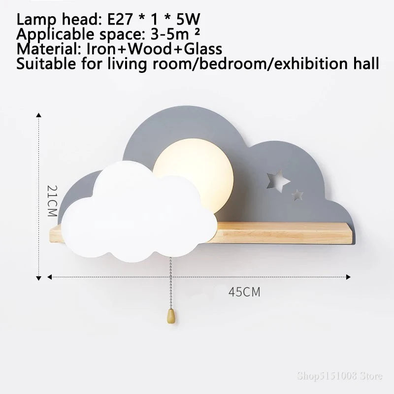 lampe murale moderne nuages étoiles rose blanc bébé chambre éclairage quotidien led 220v