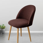 chaise moderne tissu rayures verticales orange beige bleu jaune gris pieds bois