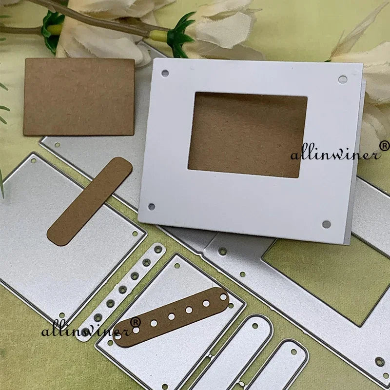 matrices découpe métal scrapbooking diy cadre photo blanc marron carré rectangle moderne fixations rechange