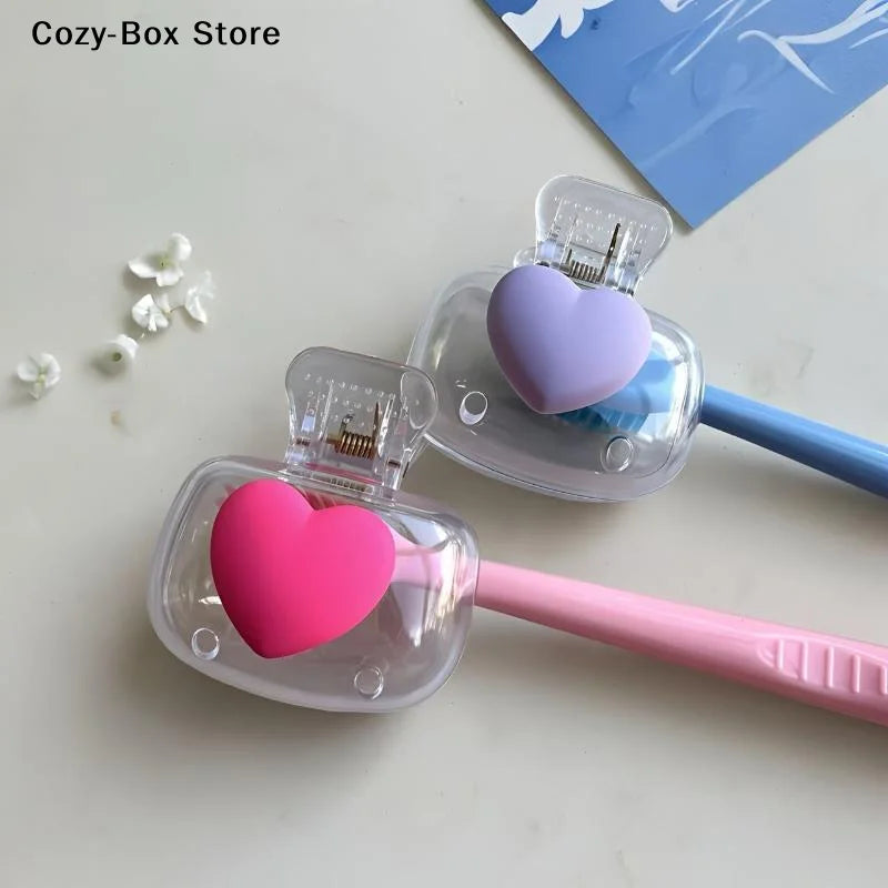 stylos kawaii pinces cheveux forme coeur accessoires girly mignon transparentes rose violet bleu blanc