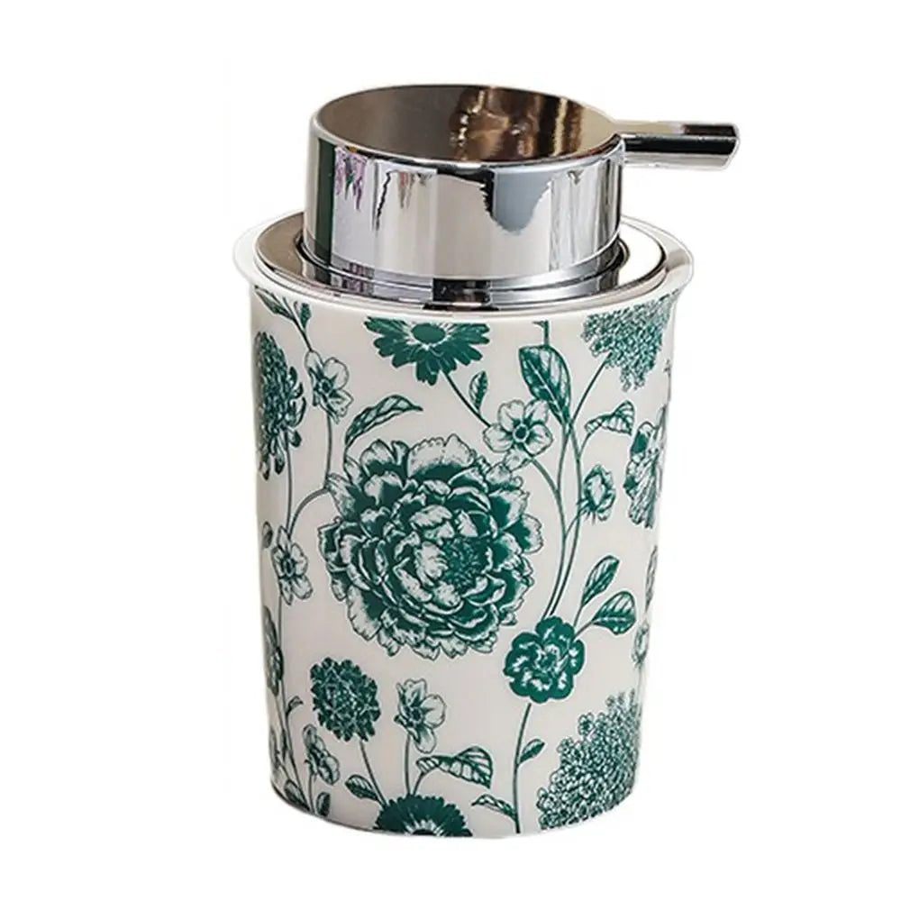 distributeur savon liquide mousse floral vintage blanc rouge vert or