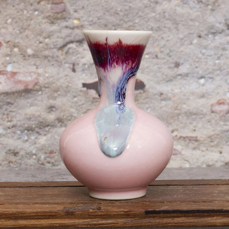Vase céramique céladon glacé craquelé artisanal petit décor raffiné
