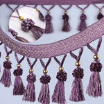 ruban pompons tissus rouge marron gris violet rose doré traditionnel décoratif