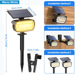 projecteur solaire led clippon 136led 48led ip65 moderne extérieur jardin clôture campingurgence