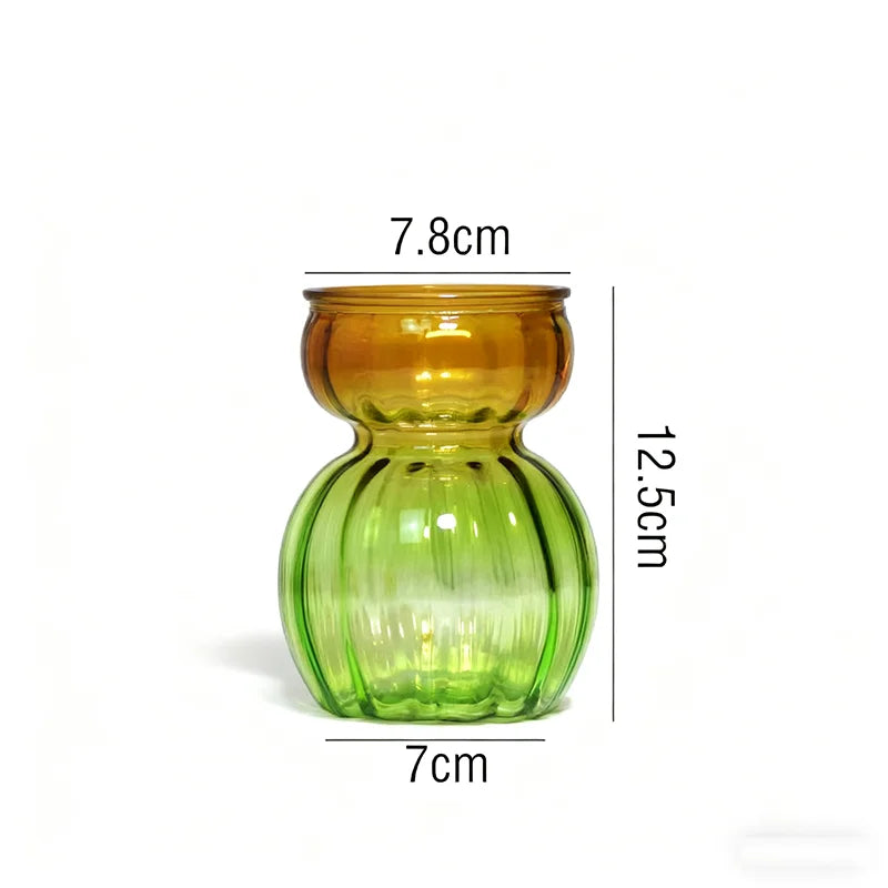 vases verre modernes decoratifs transparents jaune vert rouge fleurs table centerpiece