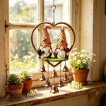 décoration extérieure carillon éolien bronze vert noir figurines lutins cloches décoratives rustique