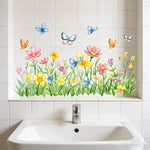 stickers muraux multicolores fleurs papillons champignons illustration intérieure amovibles autoadhésifs decoration maison