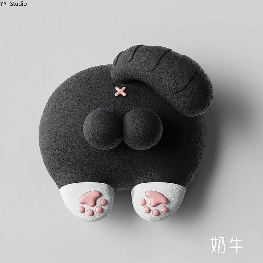 accessoire mural créatif adhésif peluche doux noir jaune rose mignon moderneintérieur décoration