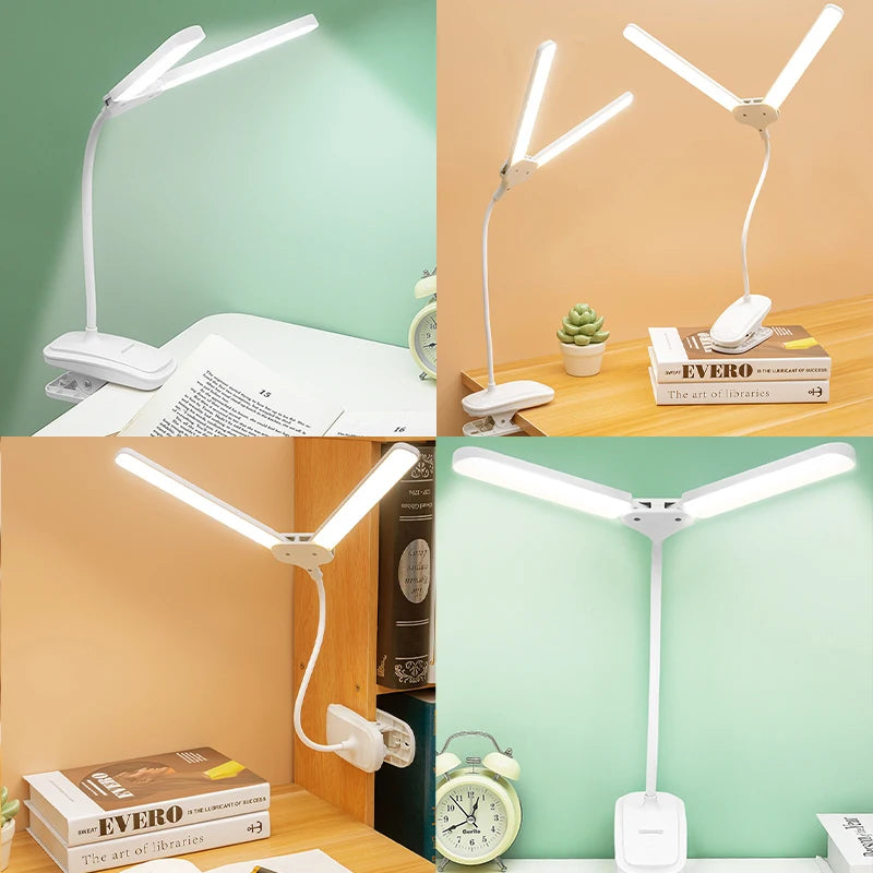 lampe table led rechargeable double tête tactile nuit moderne enfant rotative basse consommation blanc