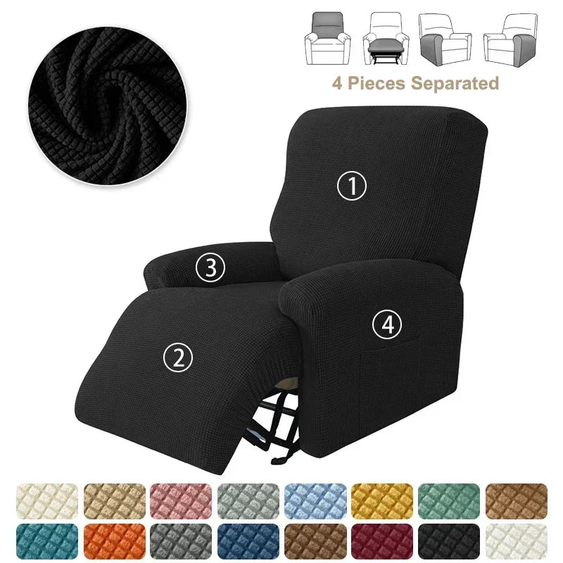 housse fauteuil relax velours doux protection canapé place moderne poche grise