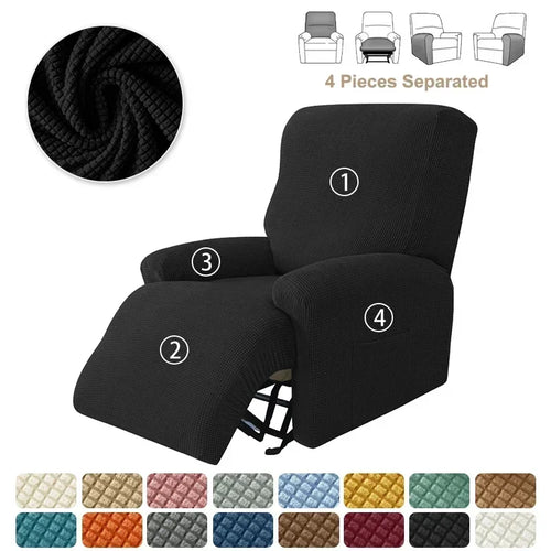 housse fauteuil relax velours doux protection canapé place moderne poche grise