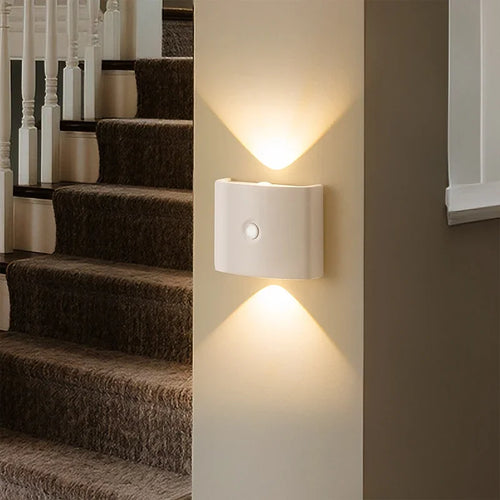 applique murale led rectangle adhésive moderne sans fil rechargeable blanc détecteur mouvement