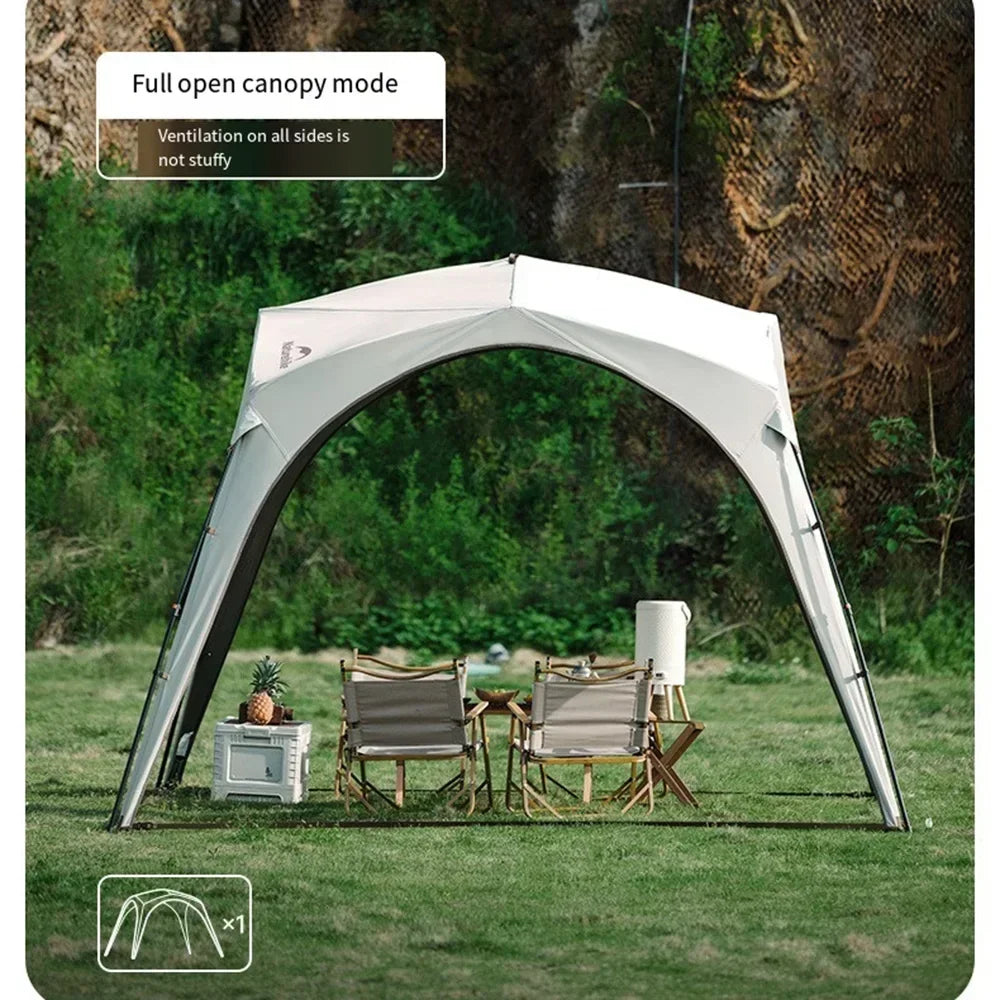 tente camping blanc gris marron imperméable moderne fixations calico protection connecteurs