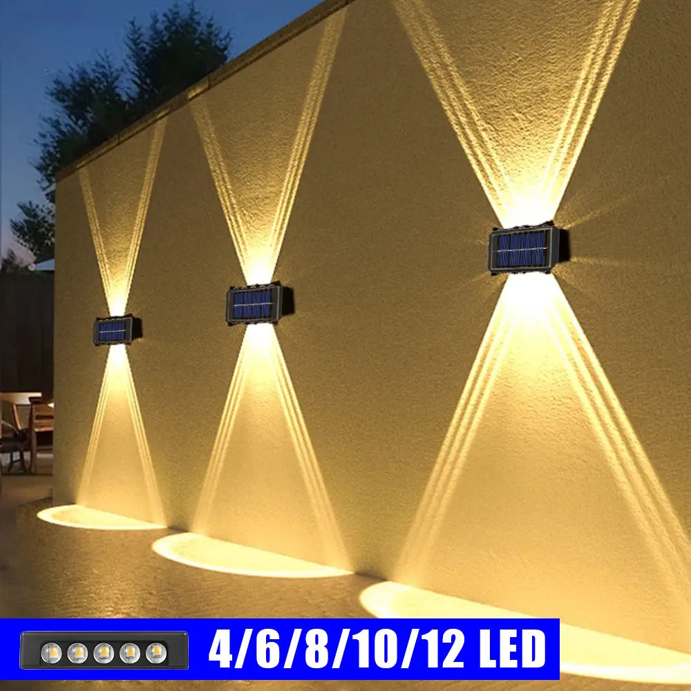 lampes murales solaires extérieures modernes panneaux solaires led noires jaunes
