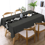 nappe table moderne géométrique noire blanche dentelée salon salle manger machine imperméable réutilisable polyester