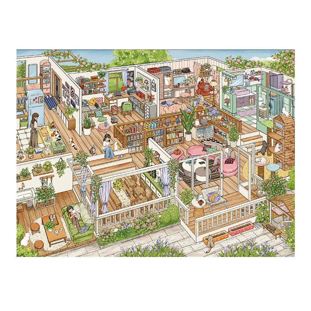 autocollants 3d multicolores illustration village artiste scènes effet diy peinture huile superposés autoadhésifs
