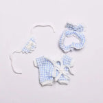 lit miniature poupée pyjamas oreillers couverture chaussons figurines animaux gingham floral