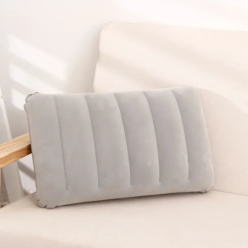 coussin gonflable velours bleu moderne 47x30cm confortable valve gonflage