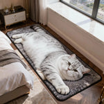 tapis gris imprimé chats moderne antidérapant hand washable durable résistant taches chambre bain