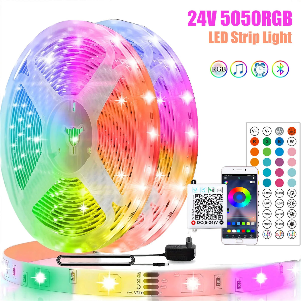 ruban led rgb multicolore 10m 20m 30m 40m adhésif moderne synchronisation musique chambre téléDecoration