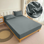 housse lit extensible élastique polyester violet bleu marine gris moderne minimaliste taie oreiller