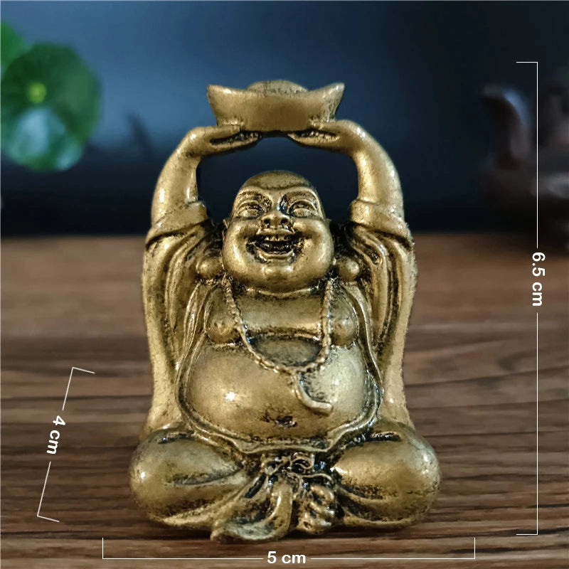 statue bouddha souriant bronze vieilli résine maison jardin décoration traditionnelle asiatique coupe prosperityargent