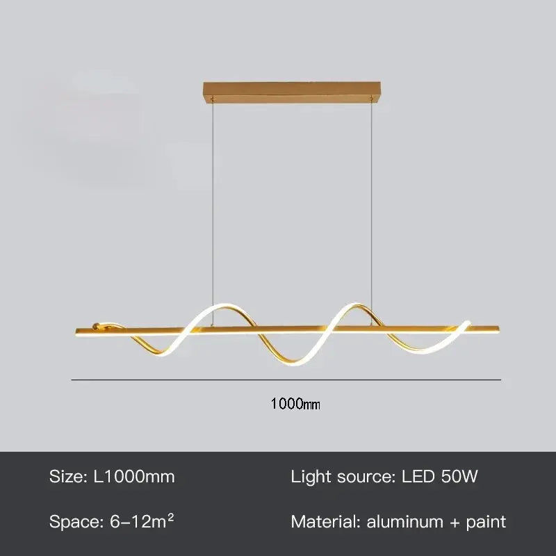 Suspension lumineuse moderne ornement ondulé or blanc noir moderne chambre salon