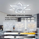 ventilateur led intelligent moderne télécommande blanc fleur lotus 77x77cm
