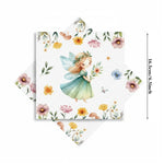 serviettes papier fées forêt enchantée anniversaire mariage baptême noël enfantin illustration fleurs coeurs